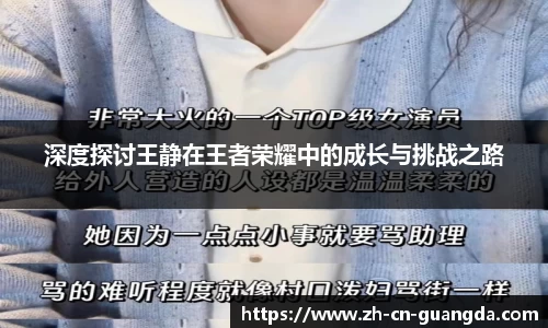 深度探讨王静在王者荣耀中的成长与挑战之路